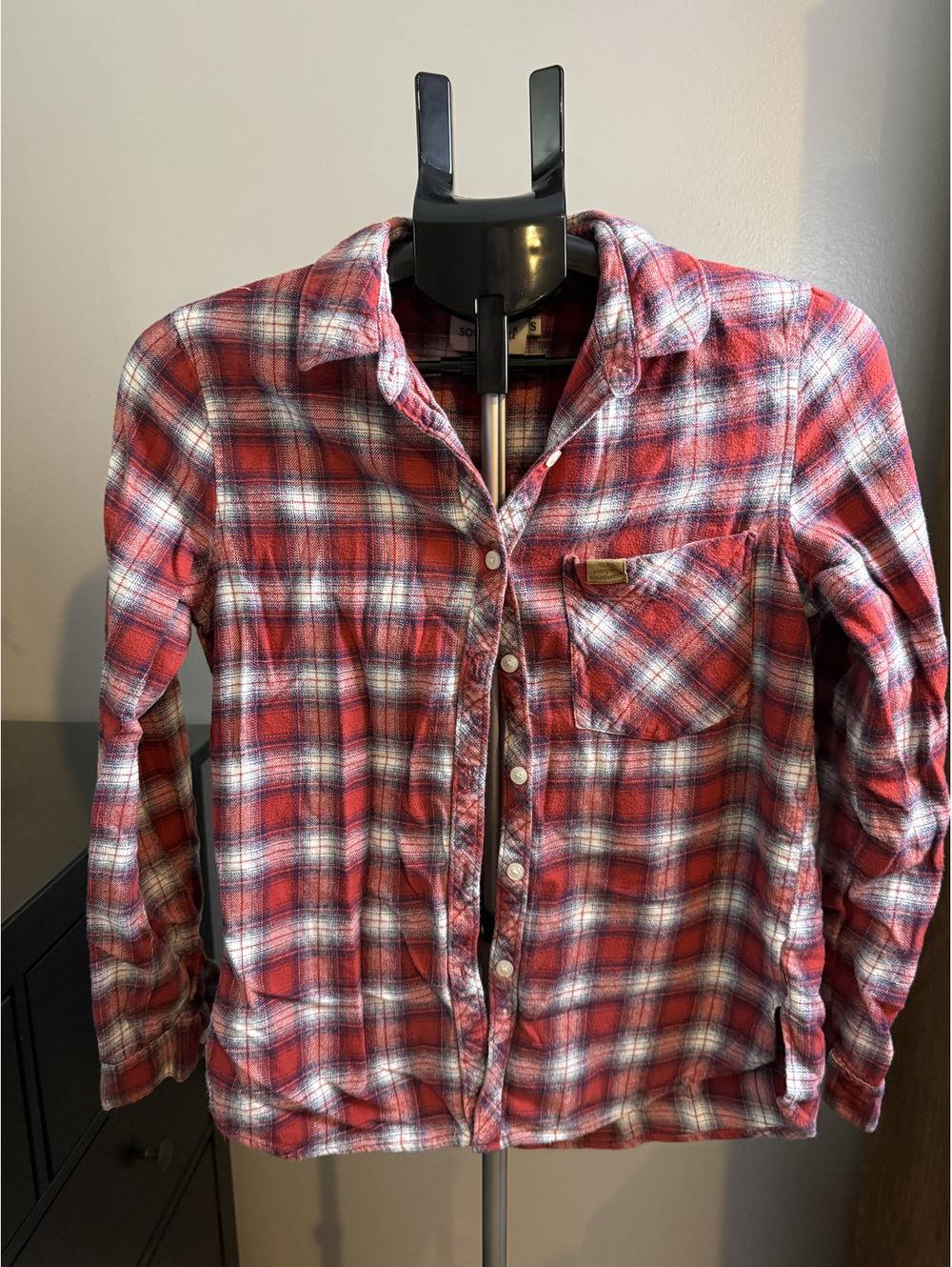 Simply Southern Women’s Small Red Plaid Flannel Button Down Shirt